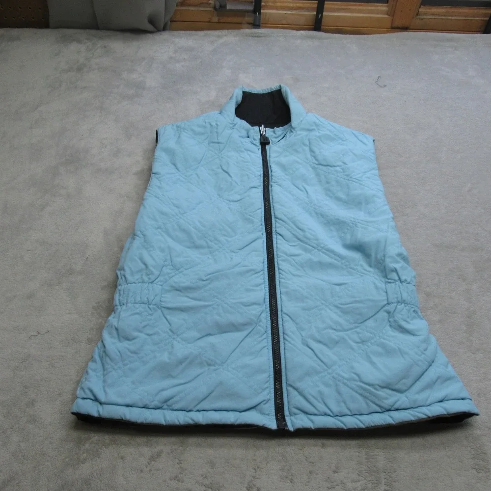 Nike Vest Youth Medium Blue Insulated Quilted Puffer Full Zip Reversible VTG‎